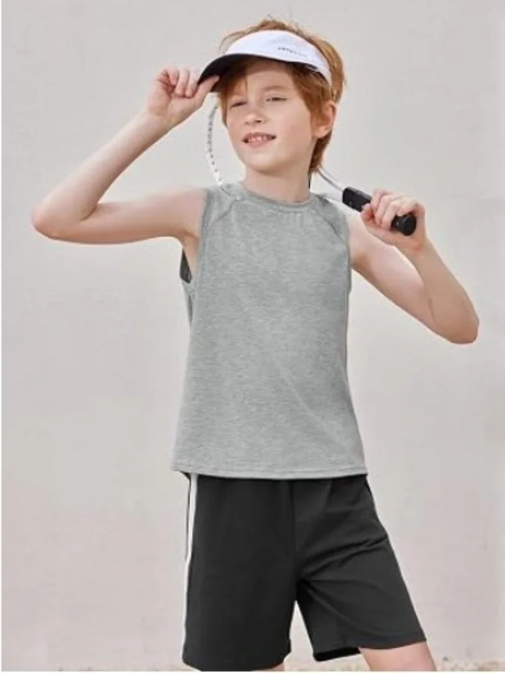 Boys Tank Top Athletic Sleeveless Crewneck T-Shirts Kids Gray